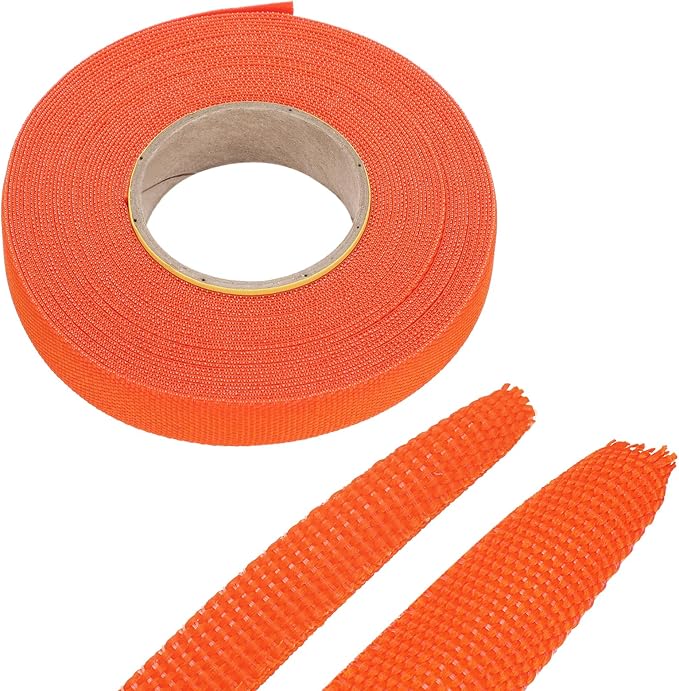 MECCANIXITY Braided Cable Sleeves Heat Shrinkable Fabric Sleeving, 1/2" 40ft Orange 2:1 Ratio Heat Shrinkable Cord Protector for Harness Cable, Network Cable Protection, Cable Management