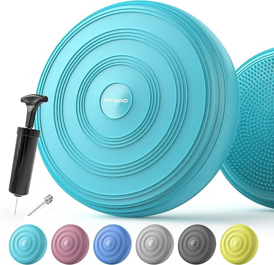 Inflated Wobble Cushion,Circular Non-slip Texture for Comfortable Sitting,Extra Thick Dyna Disc with Pump for Core Strength,Wiggle Seat to Improve Posture,Fitness,660lb Load Capacity
