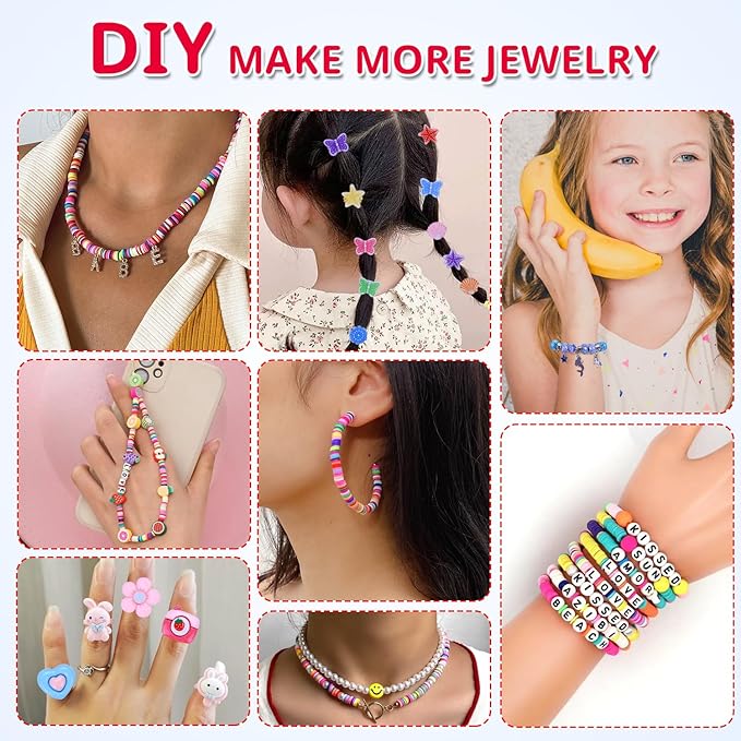 3200 Pcs Unicorn Jewelry Activity Kit,Clay Beads Bracelet Making Kit,Flat College Style Beading for Friendship Jewelry Making,Crystal Time Gem Ring Gifts,DIY Crafts for Teen Girls(Sapphire blue)