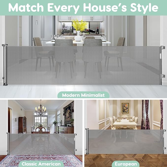 90 Inch Extra Wide Baby Gates Extra Wide Retractable Baby Gates for Dogs Indoor Outdoor Retractable Gate Super Wide Retractable Dog Gate Extra Long Baby Gate for Large Openings Extra Large Pet Gates