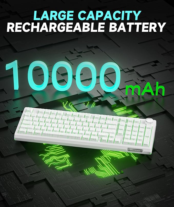SOLAKAKA KI99 Pro 96% Wireless Mechanical Keyboard, RGB Gaming Keyboard, Hot-Swappable Pre-Lubed Switches, Gasket Structure Creamy Keyboards (Contour-Style White, Non-Silent Version)