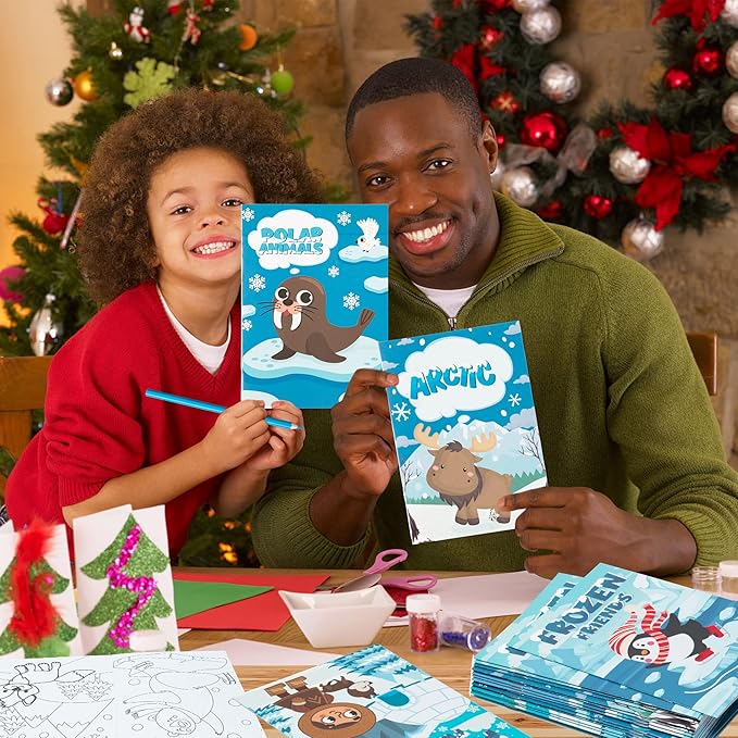 24Pcs Polar Animals Coloring Books Winter Theme DIY Art Booklet Drawing Pattern Including Arctic Bear Penguin Birthday Party Favors Gifts Home Classroom Activity Supplies for Kids Age 4-8