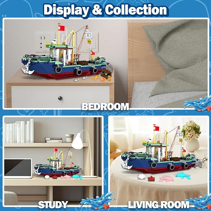 Ocean Explorer Ship Building Set, 603 PCS City Exploration Boat Building Block Kit Toys, Birthday for Boys and Girls Ages 6 7 8 9 10 11 12+ Year Old
