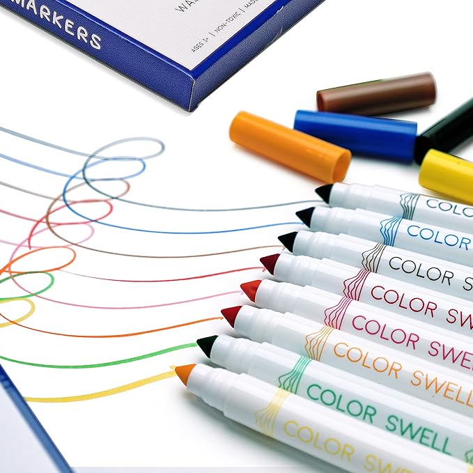 Color Swell Bulk Washable Markers (288 Total) – 36 Packs, 8 Colors per Pack – Ideal for Teachers, Kids, Party Favors, Classrooms, Donations, Students - Broad Line Bulk Markers