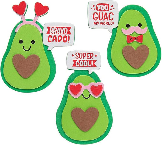 Fun Express Valentine Avocado Magnets Craft Kits - 12 Pieces Fun DIY Valentines Day Crafts for Kids Includes All Materials for 12 Magnets Perfect for Classroom or Home Activities 12 Pieces