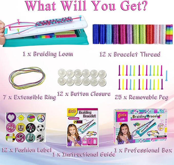 Friendship Bracelet Making Kit Toys, DIY Crafts for Girls Ages 8-12, Hottest Birthday Christmas Gifts for 7 8 9 10 11 12 Years Old Kids, Travel Activities Party Favor Holiday Gift Guide