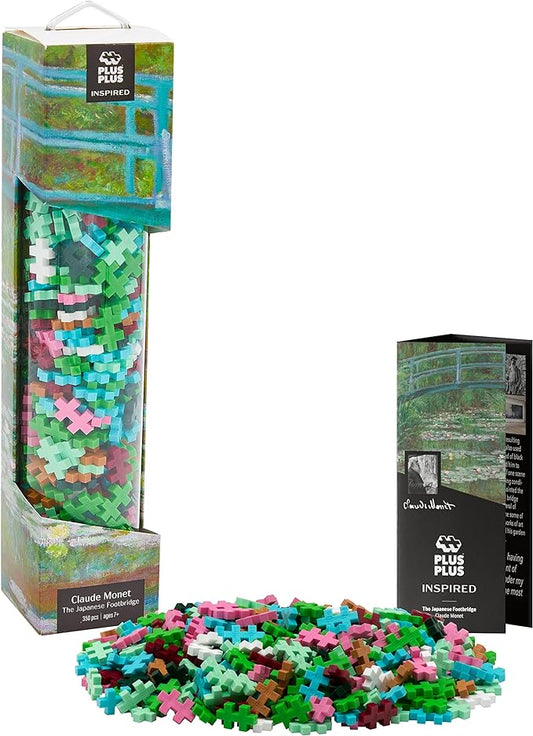 PLUS PLUS Inspired Art History Building Set, 3D Painting Kit & Craft Supplies for Kids, 350 Mini Interlocking Open Ended Pieces - Monet, The Japanese Footbridge