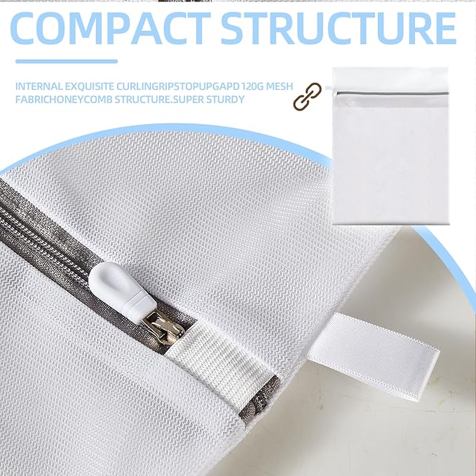 RICHERI Mesh Laundry Bags, Mesh Wash Bags, Durable Mesh Structure with Strong Zipper, Suitable for Underwear, Delicate Clothes, Pants, Shoes, Socks Washing (Small Fine Mesh, XS 10 * 12in*4pcs)
