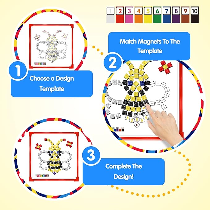 GLEEHAPY Learning Resources Educational STEM Toy,Mosaic Magnetic Puzzle,300 Foam Building Blocks with 20 Patterns,Math Counting Activities, Montessori Sensory Art Kit Gift for Boy Girl Kids 4 5 6 7+