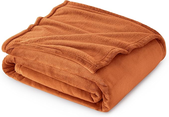 Bedsure GentleSoft Burnt Orange Fleece Throw Blanket Mango - 300GSM Soft Lightweight Plush Cozy Blankets for Bed, Sofa, Couch, Travel, Camping