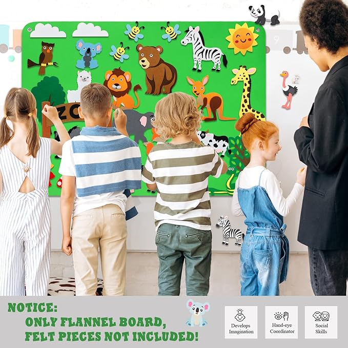 Craftstory 3.5 Feet Flannel-Board for Toddlers Preschool as Kids Felt Stories Activities Play Kits Wall-Hanging Birthday Gifts (Green)