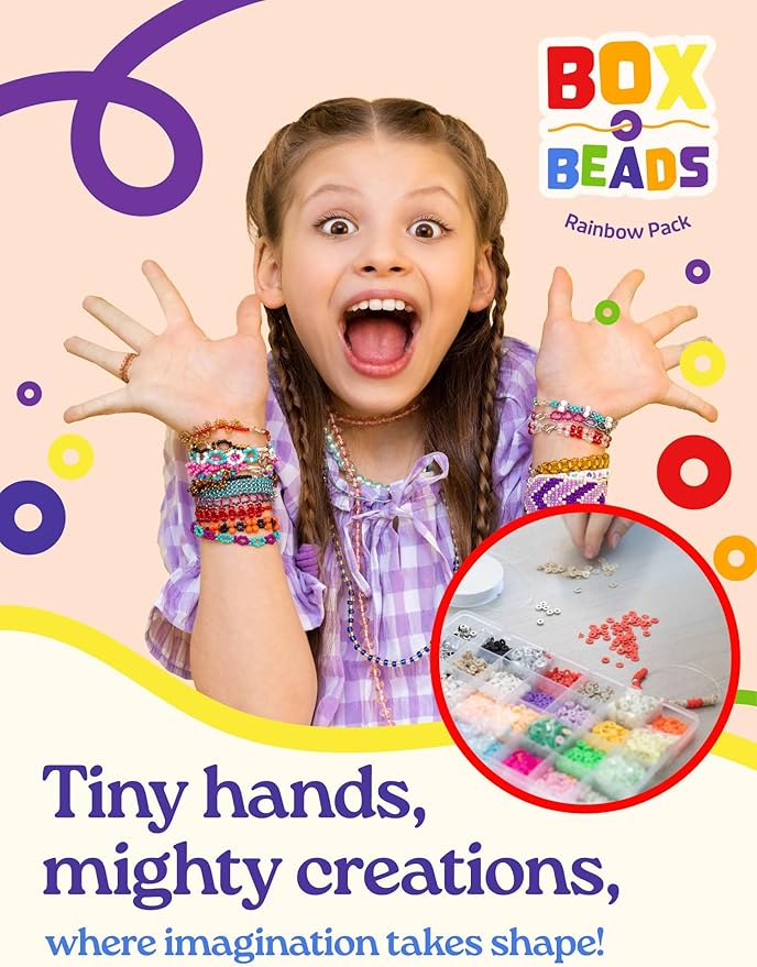 Felix LeChef Clay Bead Bracelet Making Kit for Girls Ages 10-12, 6000 Pcs Jewelry Craft Set, 24 Color Flat Clay Heishi Bead kit, Tassels and Charms for Jewelry Making, Preppy Friendship Bracelets