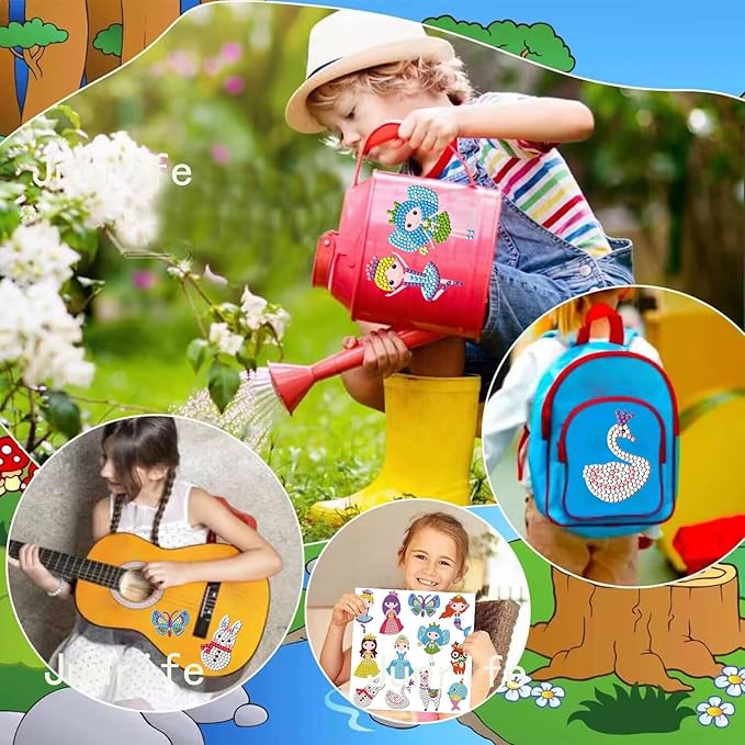 Junrife Princess Diamond Craft Kits Stickers for Kids,Gem Kids' Paint by Number Kits Mosaic Sticker - Best Gifts for Girls Ages 8-12 Easy for Kids Adult Beginners