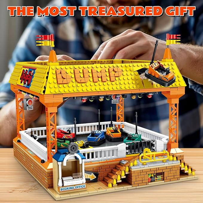 Bumper Cars Building Set, Amusement Park Bumper Friends Cars, Large STEM Educational Model Kit for Kids and Adults, Perfect Birthday, 1840 Piece