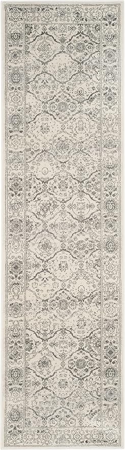 SAFAVIEH Carnegie Collection Runner Rug - 2'3" x 8', Cream & Dark Grey, Vintage Distressed Design, Non-Shedding & Easy Care, Ideal for High Traffic Areas in Living Room, Bedroom (CNG691K)