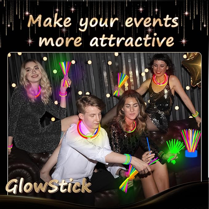 75 Glow Sticks Bracelets and Necklaces, 8'' Glowsticks Bulk Pack Bright Glow in the Dark Party Supplies for Kids (Multicolor)