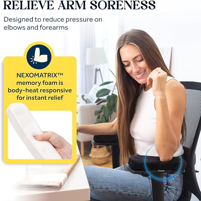 WESTERN COMFORT Thick Armrest Pads - Memory Foam Office Chair Arm Pads - Arm Rest for Desk Chair & Gaming Chair Armrest Pads - Chair Arm Covers - Elbow Support