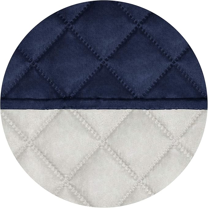 PureFit Reversible Quilted Sofa Cover, Water Resistant Slipcover Furniture Protector, Washable Couch Cover with Non Slip and Elastic Straps for Kids, Pets (Oversized Sofa, Navy/Ivory)