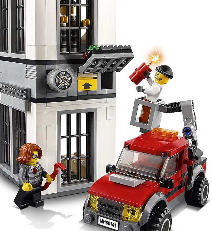City Police Station Building Set, Toy Helicopter Car & Motorbike, Police Toys