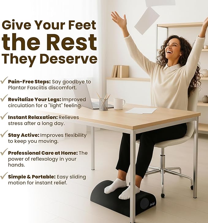 Foot Rest Under Desk Ergonomic Velvet Footstool with Massage Roller Improves Posture Relieves Plantar Fasciitis Reduces Fatigue for Office Home Gaming Adjustable Non Slip Washable Cover