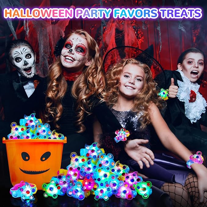 25 Pack Light Up Bracelets Valentines Day Gifts for Kids, Goodie Bags Stuffers Party Favors for Kids 3-5 4-8-12, Birthday Gifts Valentines Classroom Prizes Glow in the Dark Party Supplies for Kids