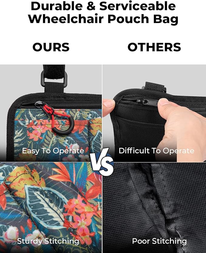 JOYTUTUS Walker Side Bag, Wheelchair Armrest Storage Pouch with Cup Holder, Wheelchair Accessories for Seniors, Walker Bag Cup Holder for Walker, Rollator, Electric Scooter or Wheelchair Green