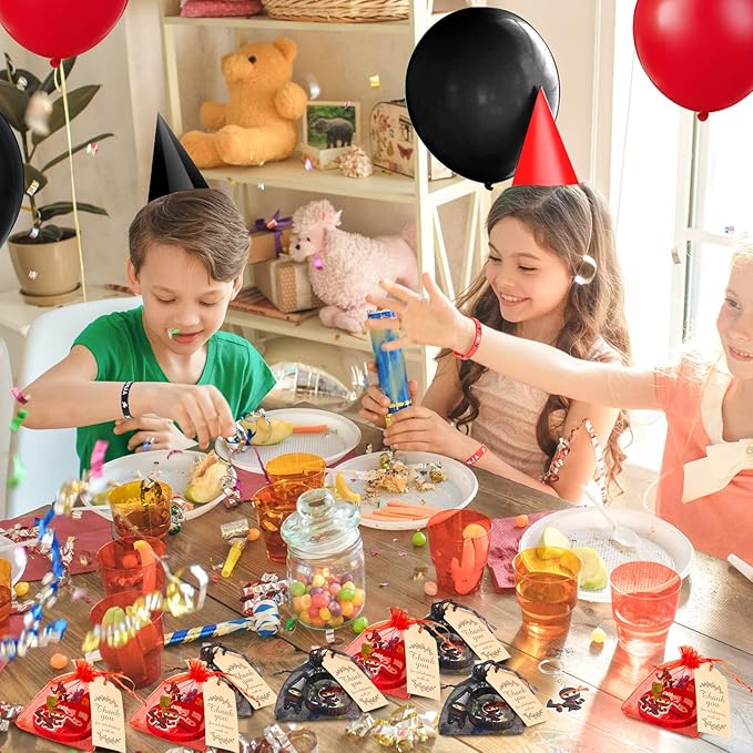 Libima 168 Pcs Ninja Party Favors Karate Birthday Party Supplies Ninja Toys, 48 Small Figurines, 24 Flying Toys, 24 Silicone Bracelets, 24 Keychains, 24 Organza Bags, 24 Thank Card