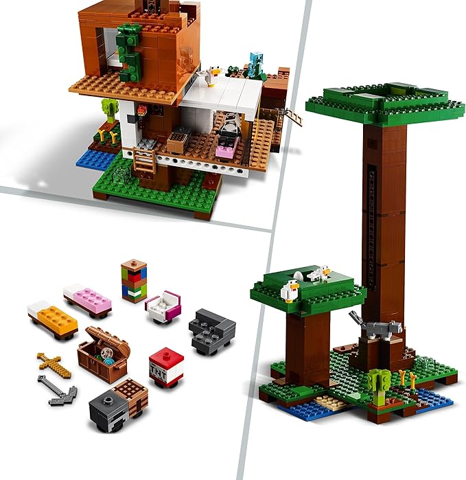 LEGO Minecraft The Modern Treehouse 21174 Giant Treehouse Building Kit Playset; Fun Toy for Minecraft-Gaming Kids; New 2021 (909 Pieces)