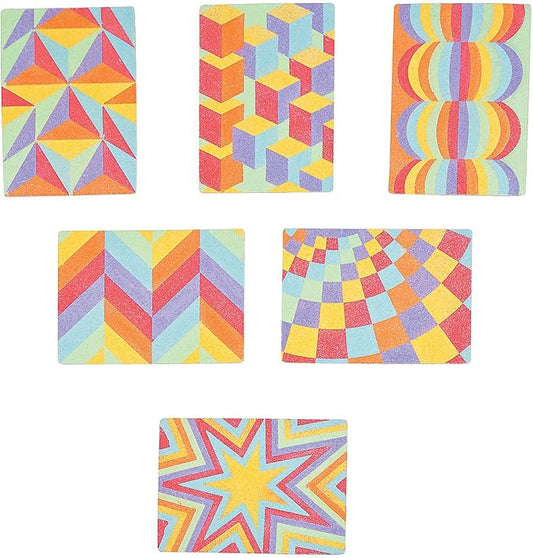 Fun Express Optical Illusion Sand Art Set - 24 Pieces - Educational and Learning Activities for Kids