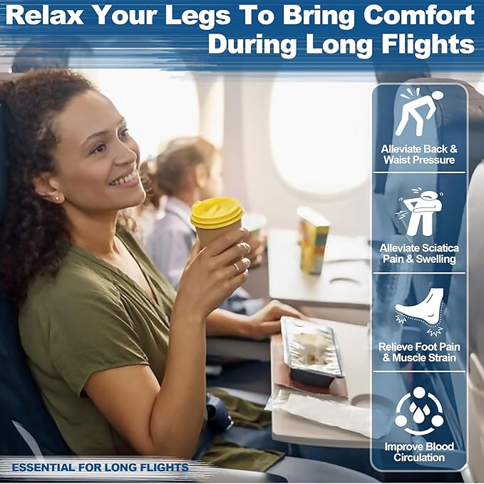 Foot Hammock for Plane Travel to Relax Your Feet - Portable & Adjustable Airplane Foot Hammock with No Feet Clashing, Long Flight Travel Essentials Airplane Foot Rest to Reduce Fatigue & Soreness