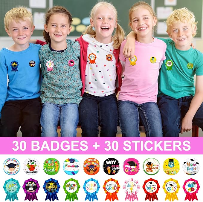 180 Pcs Kindergarten Graduation Party Favor Set Include 60 Slap Bracelets 30 Coloring Books 30 Paper Bags 30 Button Pin and 30 Grad Badge Sticker for Kindergarten Graduation Party Supplies