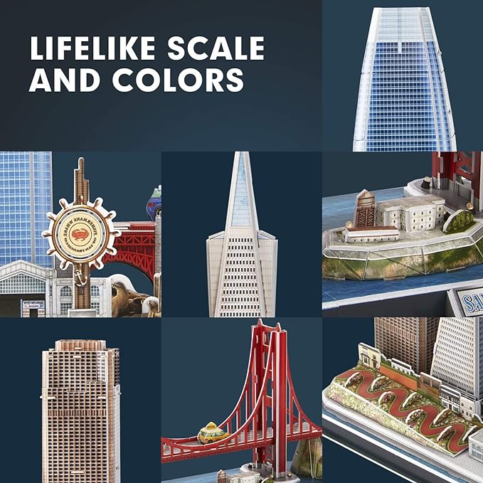 CubicFun 3D Puzzles for Kids Ages 8-10 LED San Francisco Cityline, Arts and Crafts for Kids Ages 8-12 STEM Projects for Kids Ages 8-12 Gifts for 8 Year Old Toys for 8 Year Old Girls Architecture