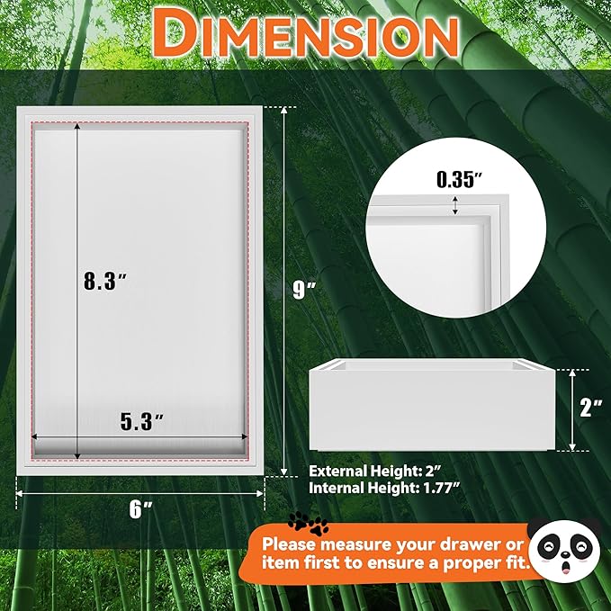 Lixple Bamboo Drawer Organizer, Cutlery Silverware Organizer for Kitchen Drawer, Stackable Utensil Organizer, 2 Pcs Flatware Organizer, Wooden Storage Box Tray (White, 9 X 6 X 2 Inch)