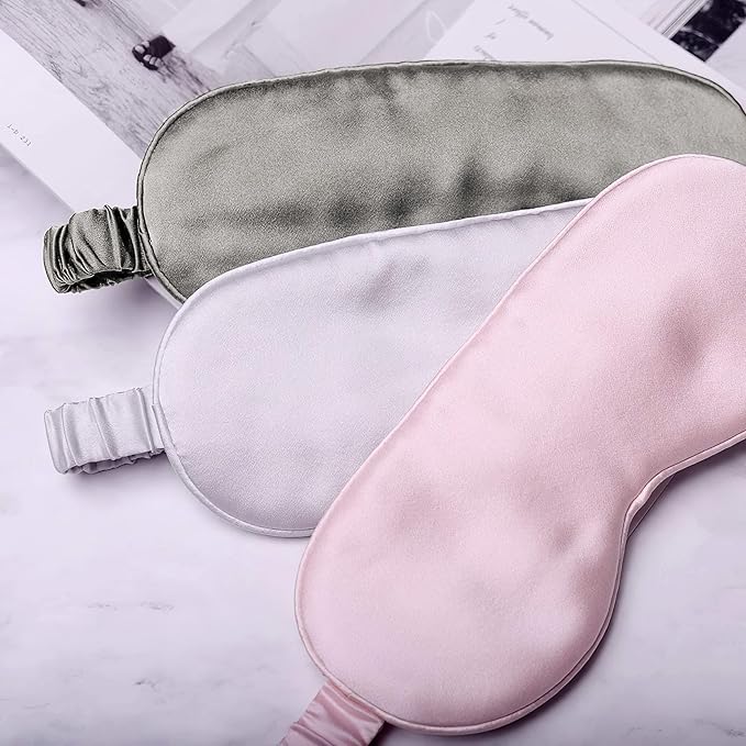 Silk Sleep Mask Light Blocking Luxury 100% Mulberry 19mm Silk Eye Mask Eye Cover Blindfold Ultra Soft Light & Comfy Anti Aging Skin Care with Travel Bag Gift Package