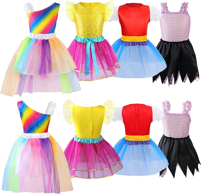 Jeowoqao Girls Dress up Trunk Princess Set, 24Pcs Pretend Play Costume Set, Fairytale, Supergirl, Princess, Rainbow Girls Costume for Toddler/Little Girls Ages 3 4 5 6 Years