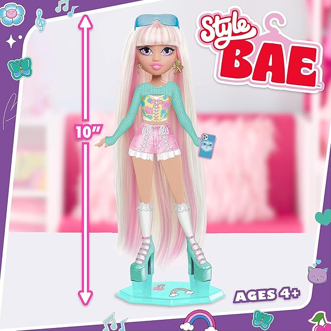 Just Play Style Bae Kiki 10-Inch Fashion Doll and Accessories, 28-Pieces, Kids Toys for Ages 4 Up