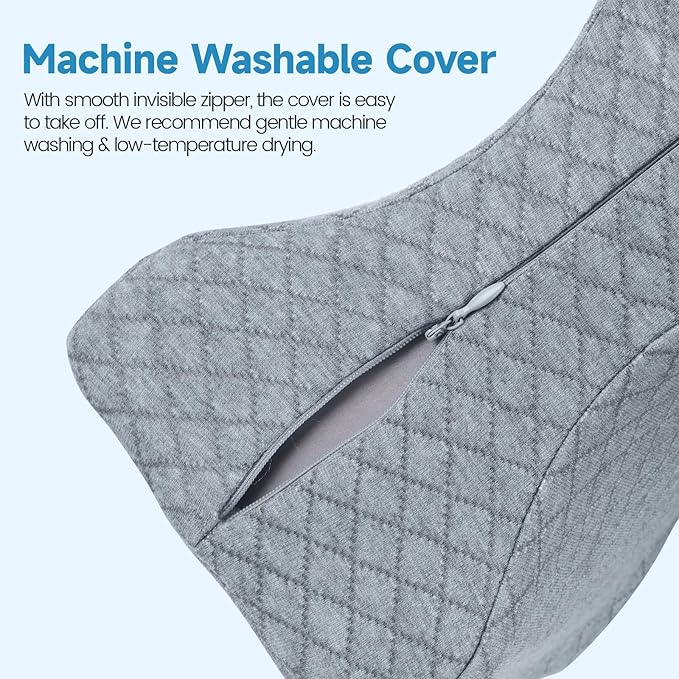 Memory Foam Knee Pillow for Side Sleepers, Support Leg Pillow for Side Sleeping, Smooth Spine Alignment Pillow, Cushion for Hip, Back, Sciatica, Knee, Joints Pain Relief, Gray, X-Large