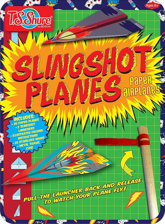 Bendon TS Shure Slingshot Airplanes Educational Activity Tin with Stabilizer Hooks and Slingshots 50511