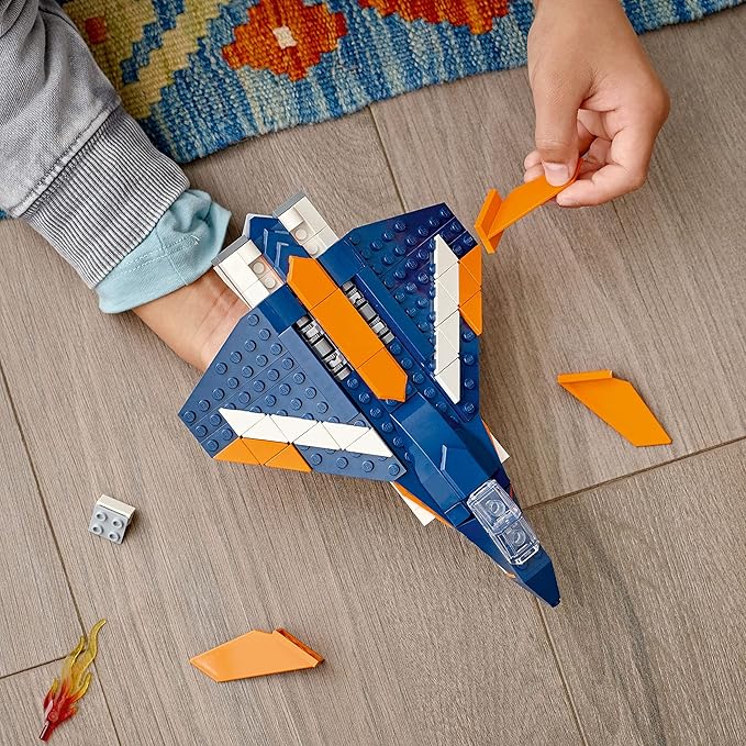 LEGO® Creator 3in1 Supersonic Jet 31126 Building Kit; Build a Jet Plane and Rebuild It into a Helicopter or a Speed Boat Toy
