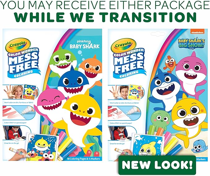 Crayola Baby Shark Color Wonder Pages, Mess Free Coloring for Toddlers, Coloring Activity, Travel Activities, Toddler Toys & Gifts, 3+