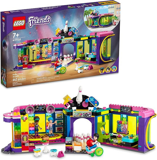 LEGO Friends Roller Disco Arcade Set 41708, Toy Bowling Game, Andrea Mini-Doll Included, Birthday Present Idea for Kids, Girls and Boys 7+, Fun Playset for Creative Play