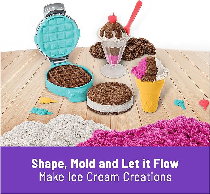 Kinetic Sand Scents, Ice Cream Treats Playset with 3 Colors Scented Play Sand & 6 Tools, Sensory Toys for Kids Ages 3 and up