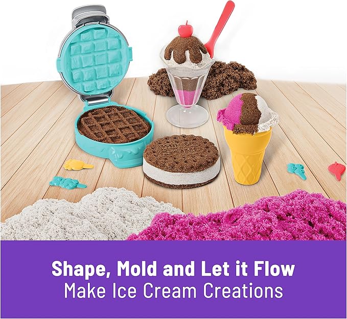 Kinetic Sand Scents, Ice Cream Treats Playset with 3 Colors Scented Play Sand & 6 Tools, Sensory Toys for Kids Ages 3 and up