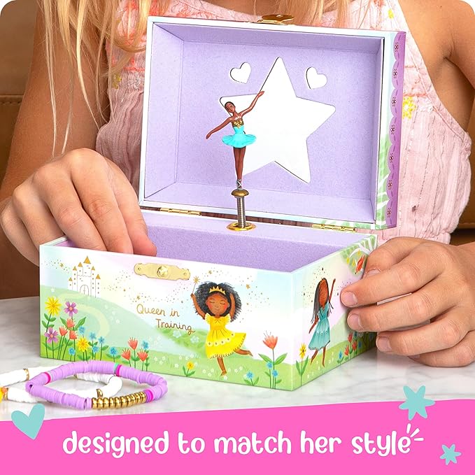 Ballerina Jewelry Box - Ballerina Gifts for Girls Age 4-6- Kids Jewelry Box with Spinning Ballerina - 6 x 4.7 x 3.5 in