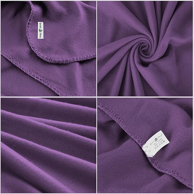 Special SG Glory Fleece Throw Blanket Set Bulk for Travel Kids Outdoor Wedding Pet (Purple, Pack of 6 50x60 Inches)