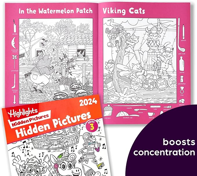 Highlights Hidden Pictures 2024 Activity Books for Kids Ages 6 and Up, 4-Book Set of Travel-Friendly Screen Free Seek and Find Fun, Books Double as Coloring Books