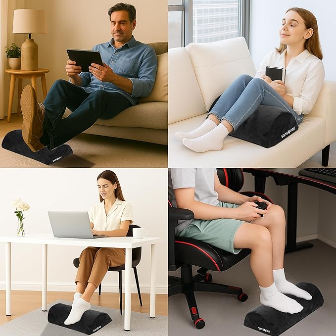 Samsonite Foot Rest for Under Desk at Work – Ergonomic Foot Stool for Couch – Versatile Under Desk Footrest for Office & Home, Foot Support Underdesk