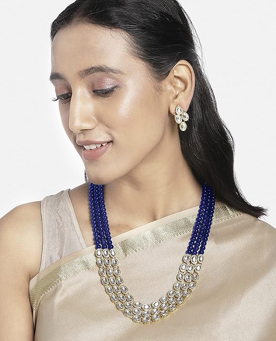 Aheli Indian Traditional Faux Kundan Long Necklace Jewelry Set with Earrings Gift for Women