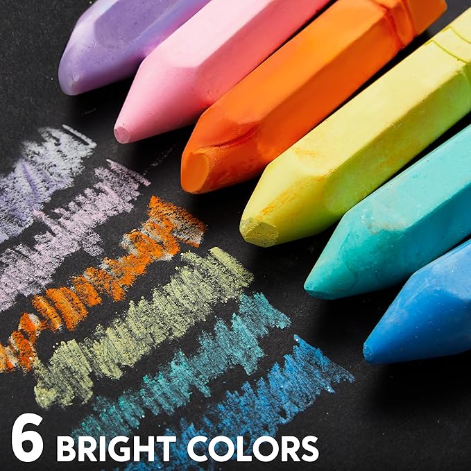JOYIN 48 PCS Cone Shaped Washable Sidewalk Chalks Set, Non-Toxic Jumbo Chalk Set for Art Play, Sidewalk Colored Outside Washable Set for Summer Outdoor Games and Chalkboard Drawing