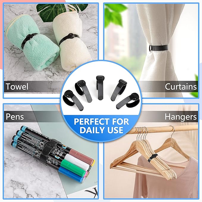 120 PCS 5/6/8 Inch Cord Wraps for Charging Cords – Data Cable Organizer Ties – Reusable Cable Ties – Electrical Wire Straps, Black